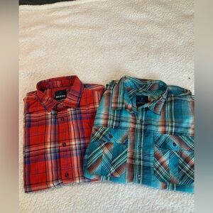 2 Prana Shirts Mens Large Short Sleeve Plaid Outdoor LOT OF 2 SHIRTS